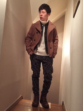 「アイテム（ピーコート）」を使った、ばそんさん（メンズ・174cm・10代）の冬コーディネート