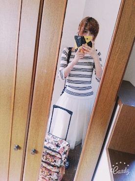 「INGNI（イング）のアイテム（Tシャツ/カットソー、ホワイト系）」を使った、minami☺️*°さん（レディース・167cm）の春コーディネート