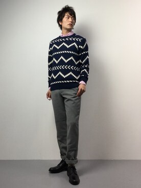 「ADPOSION（アドポーション）のアイテム（トップス）」を使った、中嶋時男さん（メンズ・182cm）の冬コーディネート