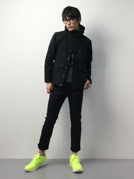 「Right-on（ライトオン）のアイテム（チノパンツ）」を使った、中嶋時男さん（メンズ・182cm）の冬コーディネート