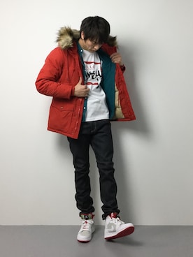 「DOWBL（ダブル）のアイテム（ジャケット/アウター）」を使った、中嶋時男さん（メンズ・183cm）の冬コーディネート