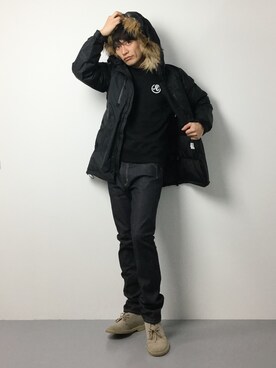 「URBAN RESEARCH（アーバンリサーチ）のアイテム（ダウンジャケット/コート）」を使った、中嶋時男さん（メンズ・183cm）の冬コーディネート