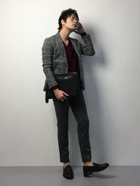 「DETAILS（ディテールズ）のアイテム（シューズ）」を使った、中嶋時男さん（メンズ・183cm）の冬コーディネート
