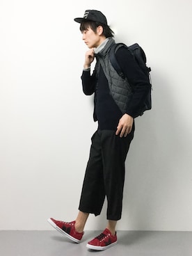 「Lui's（ルイス）のアイテム（キャップ）」を使った、中嶋時男さん（メンズ・183cm）の冬コーディネート