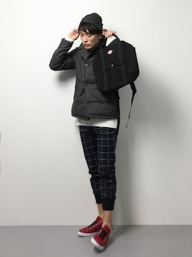 「CASPER JOHN（キャスパージョン）のアイテム（ピーコート）」を使った、中嶋時男さん（メンズ・183cm）の冬コーディネート