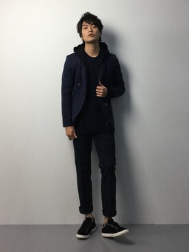 「Anoutcommune（アナウトコミューン）のアイテム」を使った、中嶋時男さん（メンズ・183cm）の冬コーディネート