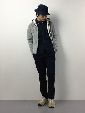 「Blue Standard （ブルースタンダード）のアイテム」を使った、中嶋時男さん（メンズ・183cm）の冬コーディネート