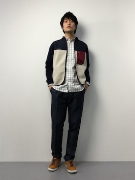 「Design Tshirts Store graniph（デザイン　ティーシャツ　ストア　グラニフ）のアイテム（ブルゾン）」を使った、中嶋時男さん（メンズ・183cm）の冬コーディネート