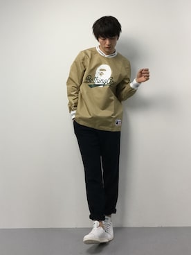 「アイテム（ナイロンジャケット、ゴールド系）」を使った、中嶋時男さん（メンズ・183cm）の冬コーディネート