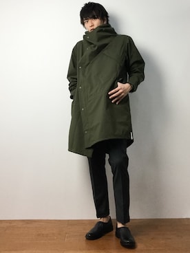 「AlexanderLeeChang（アレキサンダーリーチャン）のアイテム（モッズコート）」を使った、中嶋時男さん（メンズ・183cm）の冬コーディネート
