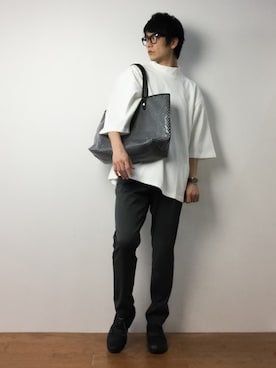 「L.H.P（エルエイチピー）のアイテム（トートバッグ）」を使った、中嶋時男さん（メンズ・183cm）の冬コーディネート