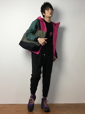 「XLARGE（エクストララージ）のアイテム（ナイロンジャケット）」を使った、中嶋時男さん（メンズ・183cm）の冬コーディネート