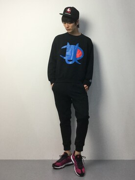「unrelaxing（アンリラクシング）のアイテム（スウェット）」を使った、中嶋時男さん（メンズ・183cm）の冬コーディネート