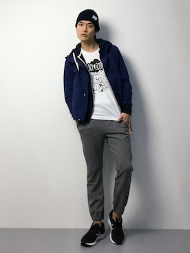「RAGEBLUE（レイジブルー）のアイテム（マウンテンパーカー）」を使った、中嶋時男さん（メンズ・183cm）の冬コーディネート