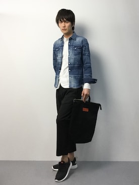 「anello（アネロ）のアイテム」を使った、中嶋時男さん（メンズ・183cm）の冬コーディネート