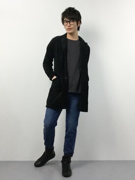 「DETAILS（ディテールズ）のアイテム（シューズ）」を使った、中嶋時男さん（メンズ・183cm）の冬コーディネート