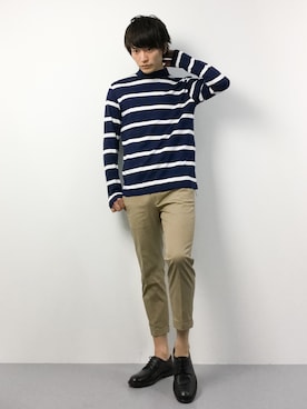「A.P.C.（アーペーセー）のアイテム（ブーツ）」を使った、中嶋時男さん（メンズ・183cm）の冬コーディネート