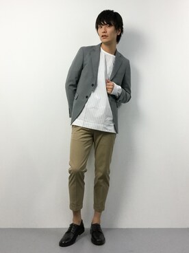 「A.P.C.（アーペーセー）のアイテム（ブーツ）」を使った、中嶋時男さん（メンズ・183cm）の冬コーディネート