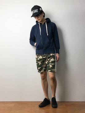 「SEVENDAYS=SUNDAY（セブンデイズサンデイ）のアイテム（帽子）」を使った、中嶋時男さん（メンズ・183cm）の冬コーディネート