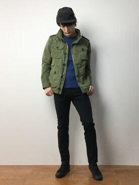 「SEVENDAYS=SUNDAY（セブンデイズサンデイ）のアイテム（帽子）」を使った、中嶋時男さん（メンズ・183cm）の冬コーディネート