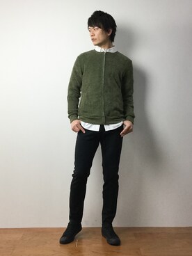 「SEVENDAYS=SUNDAY（セブンデイズサンデイ）のアイテム（シューズ）」を使った、中嶋時男さん（メンズ・183cm）の冬コーディネート