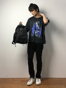 「n(n) BY NUMBER (N)INE（エヌエヌバイナンバーナイン）のアイテム（パンツ）」を使った、中嶋時男さん（メンズ・183cm）の春コーディネート