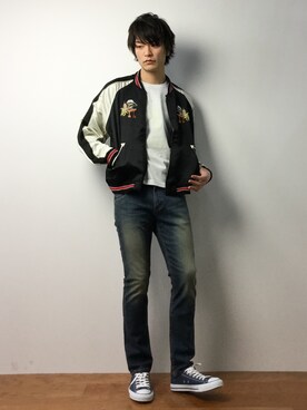 「Buzz Rickson's（バズリクソンズ）のアイテム（その他アウター）」を使った、中嶋時男さん（メンズ・183cm）の春コーディネート