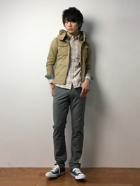 「ADPOSION（アドポーション）のアイテム」を使った、中嶋時男さん（メンズ・183cm）の春コーディネート