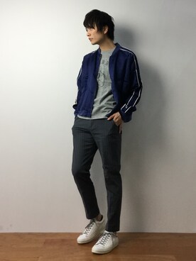 「Buzz Rickson's（バズリクソンズ）のアイテム（その他アウター）」を使った、中嶋時男さん（メンズ・183cm）の春コーディネート