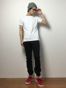 「Request（リクエスト）のアイテム（帽子）」を使った、中嶋時男さん（メンズ・183cm）の春コーディネート