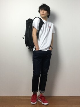 「SEVENDAYS=SUNDAY（セブンデイズサンデイ）のアイテム（バッグ）」を使った、中嶋時男さん（メンズ・183cm）の春コーディネート