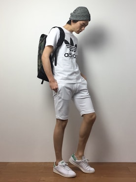 「Request（リクエスト）のアイテム（帽子）」を使った、中嶋時男さん（メンズ・183cm）の春コーディネート