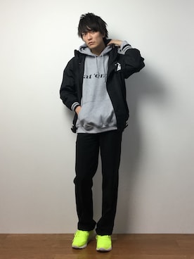「WXL（ダブルエックスエル）のアイテム（パーカー）」を使った、中嶋時男さん（メンズ・183cm）の春コーディネート