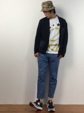 「603（ロクマルサン）のアイテム（テーラードジャケット）」を使った、中嶋時男さん（メンズ・183cm）の春コーディネート