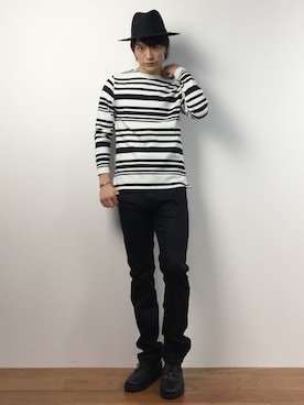「TOMMY HILFIGER（トミーヒルフィガー）のアイテム（デニムパンツ）」を使った、中嶋時男さん（メンズ・183cm）の春コーディネート