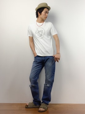 「ANDSUNS（アンドサンズ）のアイテム（パンツ）」を使った、中嶋時男さん（メンズ・183cm）の春コーディネート