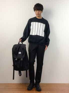 「unrelaxing（アンリラクシング）のアイテム（スウェット）」を使った、中嶋時男さん（メンズ・183cm）の春コーディネート