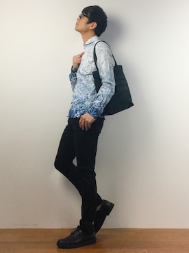 「RICO GOLD（リコゴールド）のアイテム（バッグ）」を使った、中嶋時男さん（メンズ・183cm）の春コーディネート