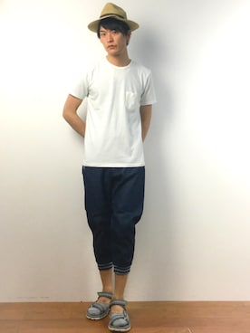 「gym master（ジムマスター）のアイテム（デニムパンツ）」を使った、中嶋時男さん（メンズ・183cm）の春コーディネート