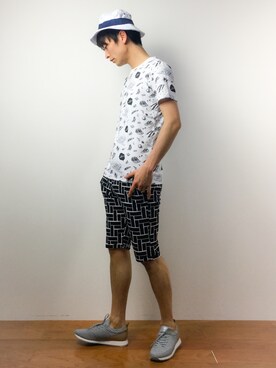 「SEVENDAYS=SUNDAY（セブンデイズサンデイ）のアイテム（帽子）」を使った、中嶋時男さん（メンズ・183cm）の春コーディネート