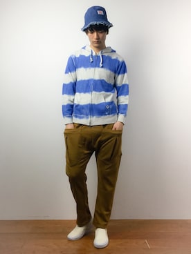 「チャイハネ（チャイハネ）のアイテム（パンツ）」を使った、中嶋時男さん（メンズ・183cm）の春コーディネート