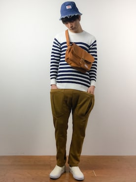 「チャイハネ（チャイハネ）のアイテム（パンツ）」を使った、中嶋時男さん（メンズ・183cm）の春コーディネート