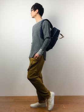 「チャイハネ（チャイハネ）のアイテム（パンツ）」を使った、中嶋時男さん（メンズ・183cm）の春コーディネート