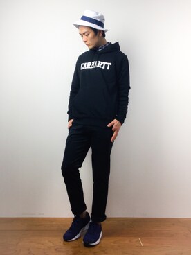 「SEVENDAYS=SUNDAY（セブンデイズサンデイ）のアイテム（帽子）」を使った、中嶋時男さん（メンズ・183cm）の春コーディネート