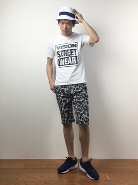 「SEVENDAYS=SUNDAY（セブンデイズサンデイ）のアイテム（帽子）」を使った、中嶋時男さん（メンズ・183cm）の春コーディネート
