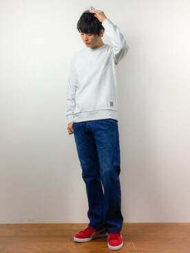 「Carhartt WIP（カーハートダブリューアイピー）のアイテム（スウェット）」を使った、中嶋時男さん（メンズ・183cm）の春コーディネート