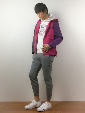「XLARGE（エクストララージ）のアイテム（ナイロンジャケット）」を使った、中嶋時男さん（メンズ・183cm）の春コーディネート