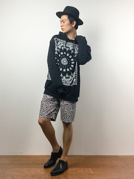「DETAILS（ディテールズ）のアイテム（スウェット）」を使った、中嶋時男さん（メンズ・183cm）の春コーディネート