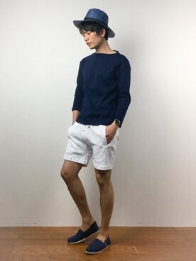 「bodco（ボッコ）のアイテム（パンツ）」を使った、中嶋時男さん（メンズ・183cm）の春コーディネート