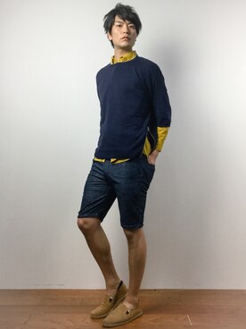 「DETAILS（ディテールズ）のアイテム（トップス）」を使った、中嶋時男さん（メンズ・183cm）の春コーディネート